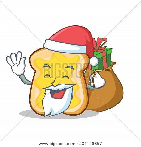 Santa with gift slice bread cartoon character vector art illustration