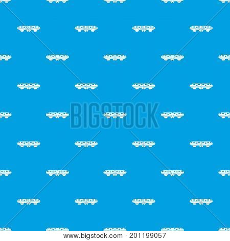Monorail train pattern repeat seamless in blue color for any design. Vector geometric illustration