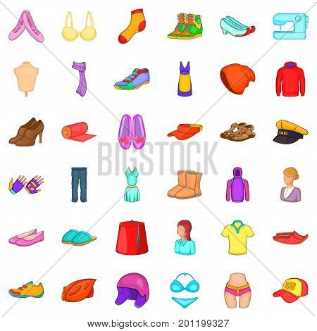 Sewing icons set. Cartoon style of 36 sewing vector icons for web isolated on white background