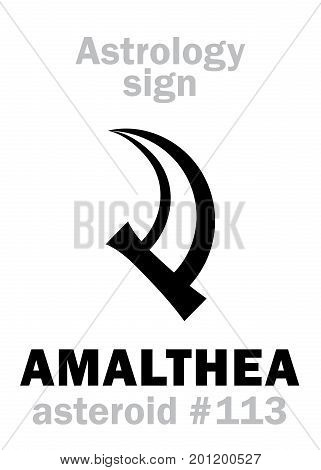 Astrology Alphabet: AMALTHEA (Cornucopia), asteroid #113. Hieroglyphics character sign (single symbol).