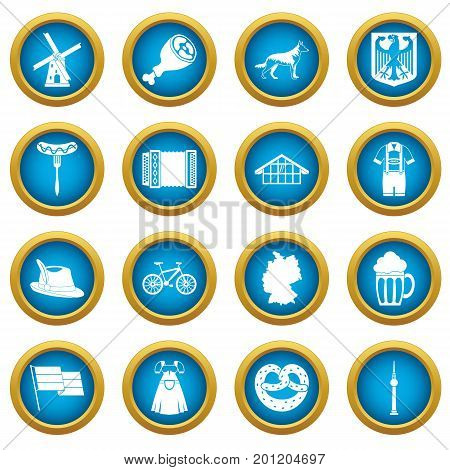 Germany icons blue circle set isolated on white for digital marketing