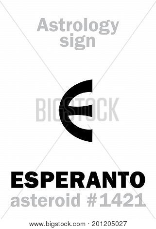 Astrology Alphabet: ESPERANTO, asteroid #1421. Hieroglyphics character sign (single symbol).