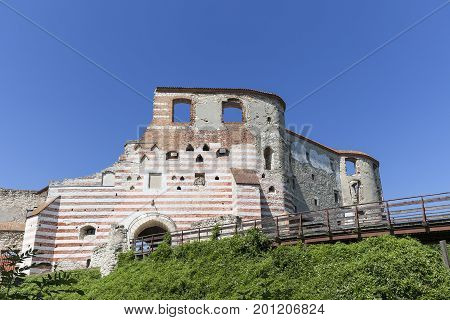 Ruins of 14th century Kazimierz Dolny Castle defensive fortification Poland.The building consists of a lower castle and a tower is a great tourist attraction