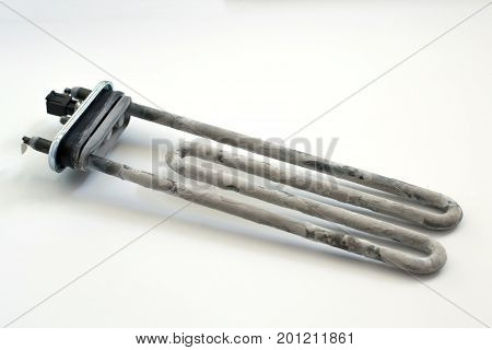 Washing machine heater on a white background