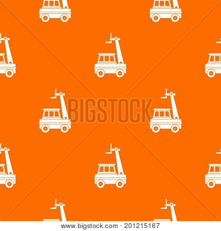 Cherry picker pattern repeat seamless in orange color for any design. Vector geometric illustration