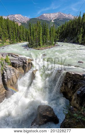 Beautiful Sunwapta falls in Jasper National Park