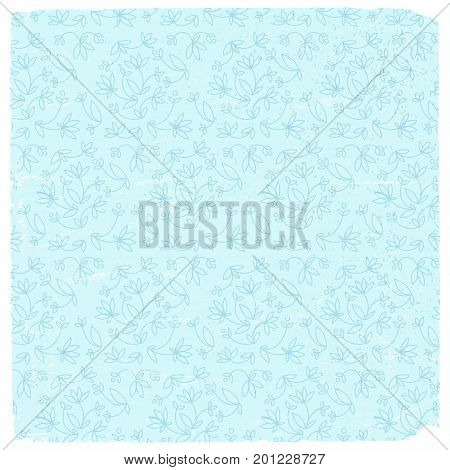 Vintage natural seamless pattern with elegant flowers on light blue background vector illustration