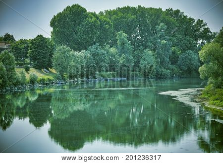 Lodi (Lombardy Italy): the Adda river in the summertime