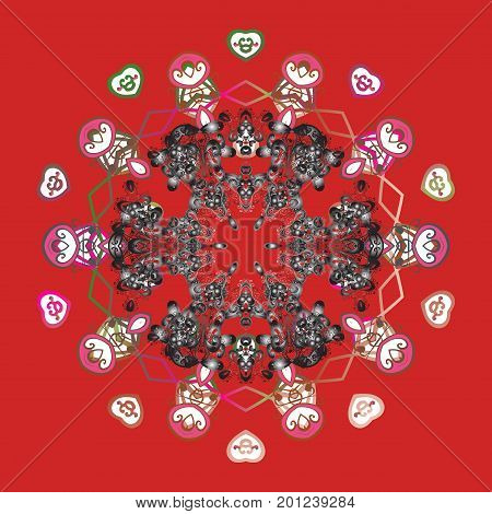 Symbol of winter Merry Christmas holiday Happy New Year celebration Vector illustration. Abstract sketch wrapping decoration. Snow on colorful background. Snowflake simple.