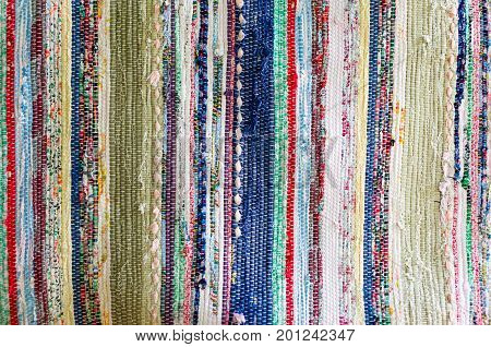 Handmade Woven Runner With Fabric Scrap