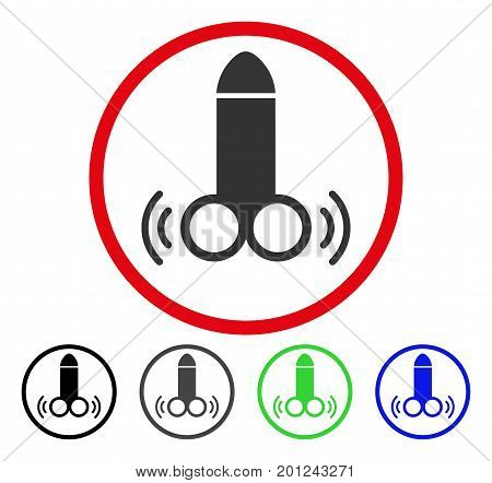 Vibro Dildo rounded icon. Vector illustration style is a flat iconic symbol inside a red circle, with black, grey, blue, green versions. Designed for web and software interfaces.
