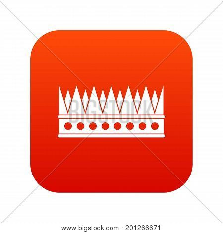 Regal crown icon digital red for any design isolated on white vector illustration