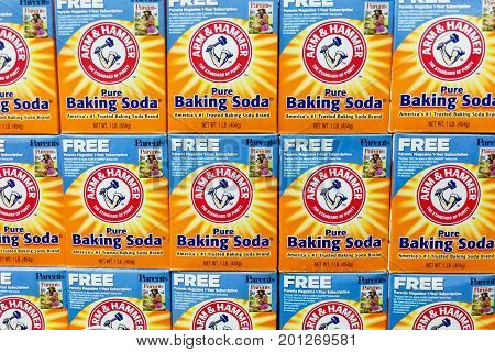 Kuala Lumpur, Malaysia, August 25, 2017: Arm & Hammer Baking Soda Is The Trademark Of Church & Dwigh