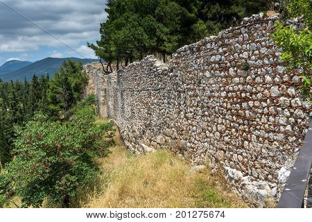 Stone Wall of the castle of Lamia City, Central Greece