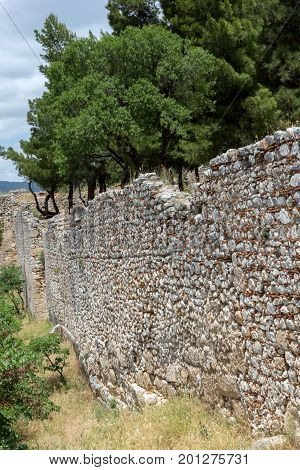 Stone Wall of the castle of Lamia City, Central Greece