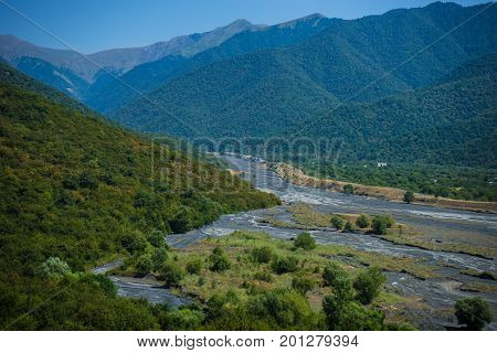 Caucasus Mountain Range Close To Kvareli