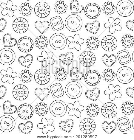Doodle black and white buttons seamless vector pattern