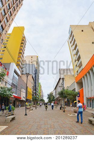 People Walking Between The Downtown Shops In Londrina