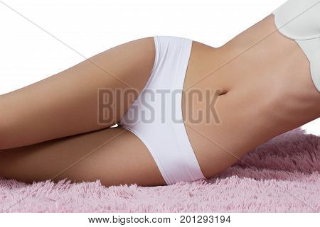 portrait of attractive woman on white background