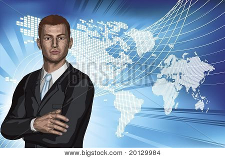 Homme d'affaires monde abstrait fond de carte