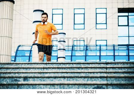 Man Is Exercising Outdoor
