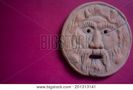 Mouth of Truth or Bocca della Verità. Replica of the famous marble mask in Rome Italy