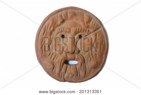 Mouth of Truth or Bocca della Verità. Replica of the famous marble mask in Rome Italy