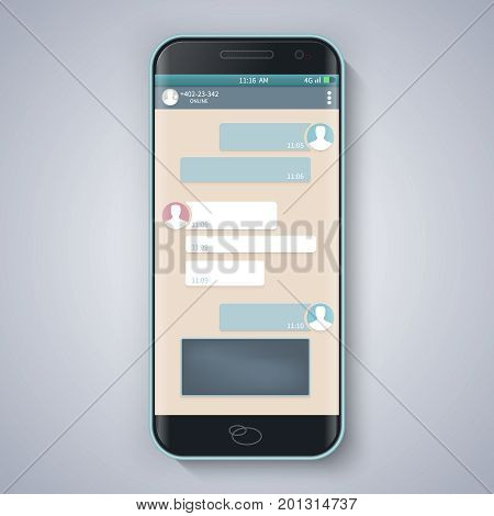 Messenger window. Blank template.Smart Phone. Chating and messaging concept. Vector.