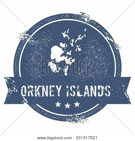 Orkney Islands Logo Sign. Travel Rubber Stamp With The Name And Map Of Island, Vector Illustration.
