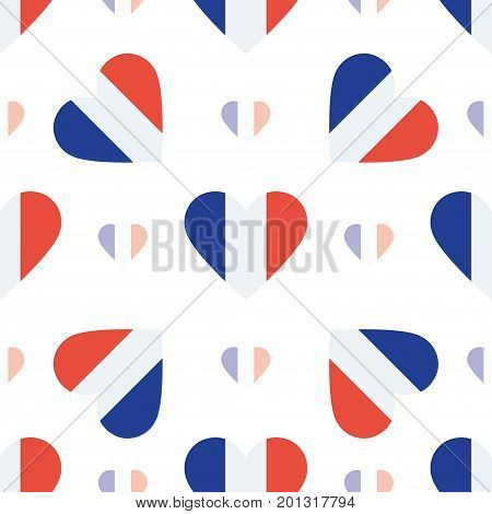 Wallis And Futuna Islands Flag Patriotic Seamless Pattern. National Flag In The Shape Of Heart. Vect