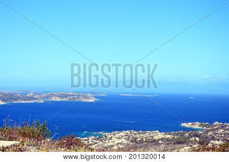 Terrestrial paradise in the Mediterranean. Archipelago of Maddalena, Caprera Island. Corner of the picturesque paradise in the Mediterranean Sea, natural park and pristine with lovely beaches, clear and blue sea with special rocks and mountains