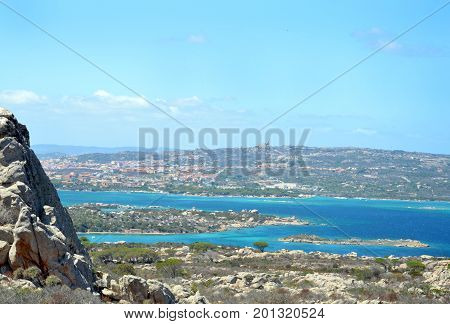Terrestrial paradise in the Mediterranean. Archipelago of Maddalena, Caprera Island. Corner of the picturesque paradise in the Mediterranean Sea, natural park and pristine with lovely beaches, clear and blue sea with special rocks and mountains