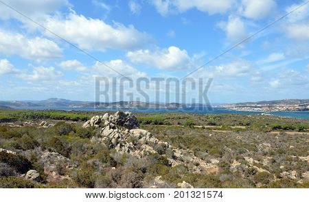 Terrestrial paradise in the Mediterranean. Archipelago of Maddalena, Caprera Island. Corner of the picturesque paradise in the Mediterranean Sea, natural park and pristine with lovely beaches, clear and blue sea with special rocks and mountains