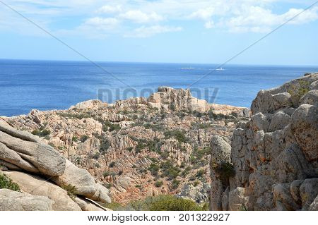 Terrestrial paradise in the Mediterranean. Archipelago of Maddalena, Caprera Island. Corner of the picturesque paradise in the Mediterranean Sea, natural park and pristine with lovely beaches, clear and blue sea with special rocks and mountains