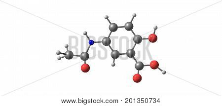 Mesalazine or mesalamine is an aminosalicylate anti-inflammatory drug used to treat inflammatory bowel disease including ulcerative colitis. 3d illustration