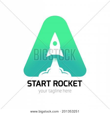 Vertical Start Up Rocket Creative Logo Vector