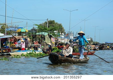 Floating Market In Mekong Delta, Vietnam