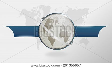 3D Earth glossy sphere with a blue solid line AI 10