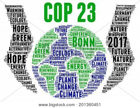 COP 23 in Bonn, Germany illustration with a white background