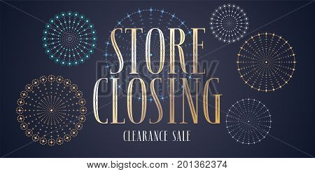 Store closing sale vector illustration background. Template design banner for clearance sale in stock
