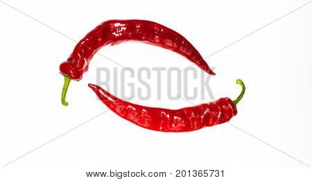 red chili or chilli cayenne pepper isolated on white background cutout