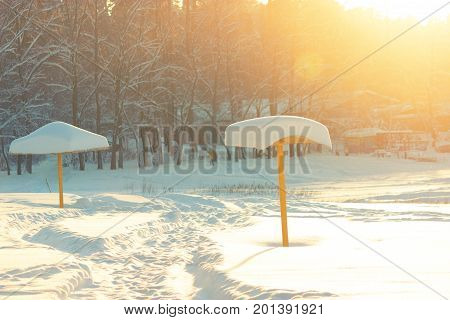 Beach Shelter In The Snow