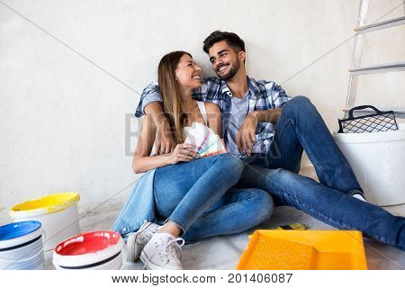 Relaxing At New Home And Prepair For Painting Walls