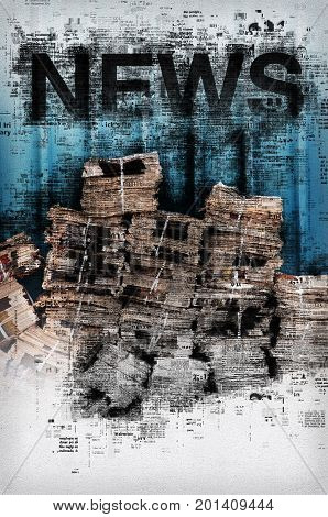 News and journalism conceptual illustration for press newspaper and media background