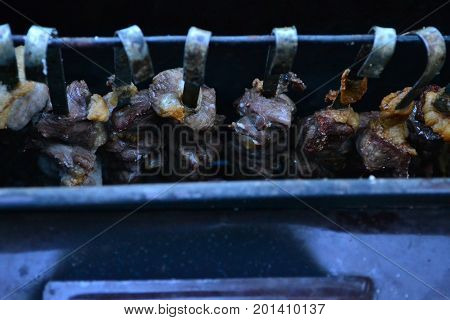 Kebab meat and barbecue are a great meal