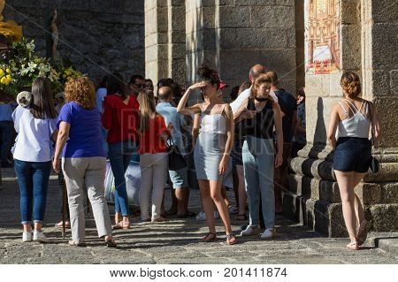 ABADIA, AMARES, PORTUGAL - August 15, 2017: Traditional religious procession of Senhora da Abadia in Amares, Portugal