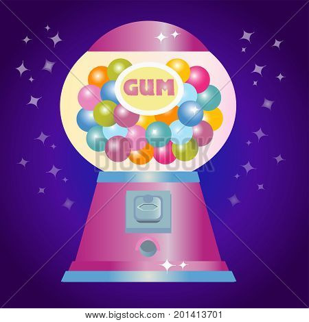 toy claw machine with sweets and candy balls isolated on dark blue background. claw crane game.retro 90s style.vector
