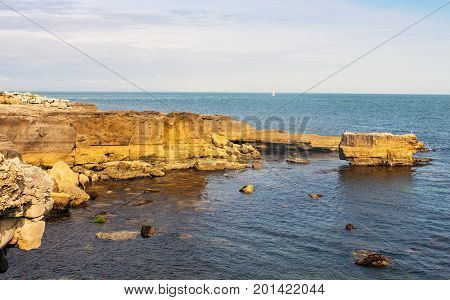 Sandstone rock formation on the Dorset Coast at Portland