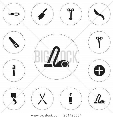 Set Of 12 Editable Tools Icons. Includes Symbols Such As Garden Scissors, Surgical Scissors, Honey Stick And More