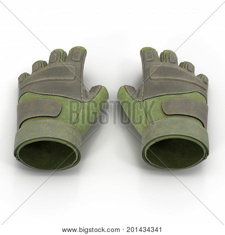 Outdoor Blackhawk short finger gloves US Soldier on white background. 3D illustration